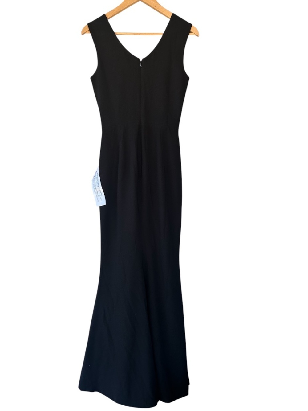 Dress The Population Sandra Plunge Crepe Trumpet Gown NWT Color Black Size Small - Picture 7 of 7